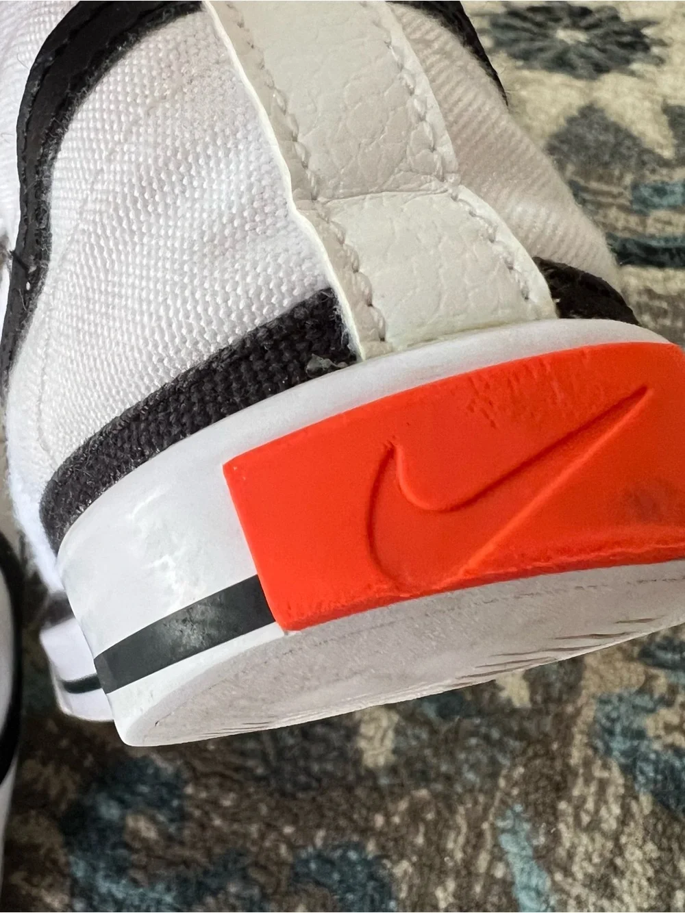 Nike White High-Top Sneakers with Black Swoosh and Accent size 6.5